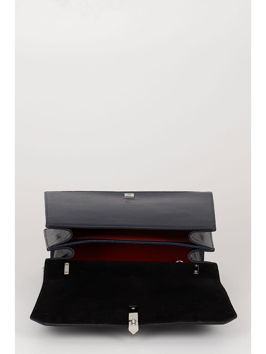 Lacivert Platinum Hakiki Deri Büyük Boy Kadın El Ve Omuz Çantası B7263-4