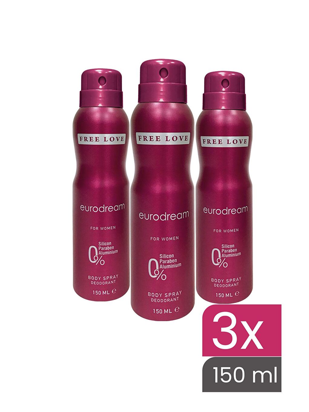 Free Love Karışık Eurodream Kadın Deodorant 150 ml 3 Adet - 1