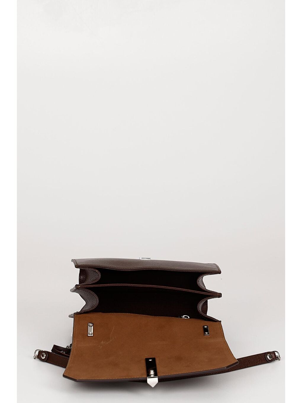 Kahverengi Platinum Hakiki Deri Küçük Boy Kadın Omuz Çantası K7262-4