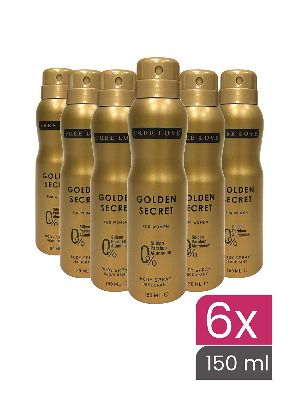 Free Love Karışık Golden Secret Kadın Deodorant 150 ml 6 Adet - 1