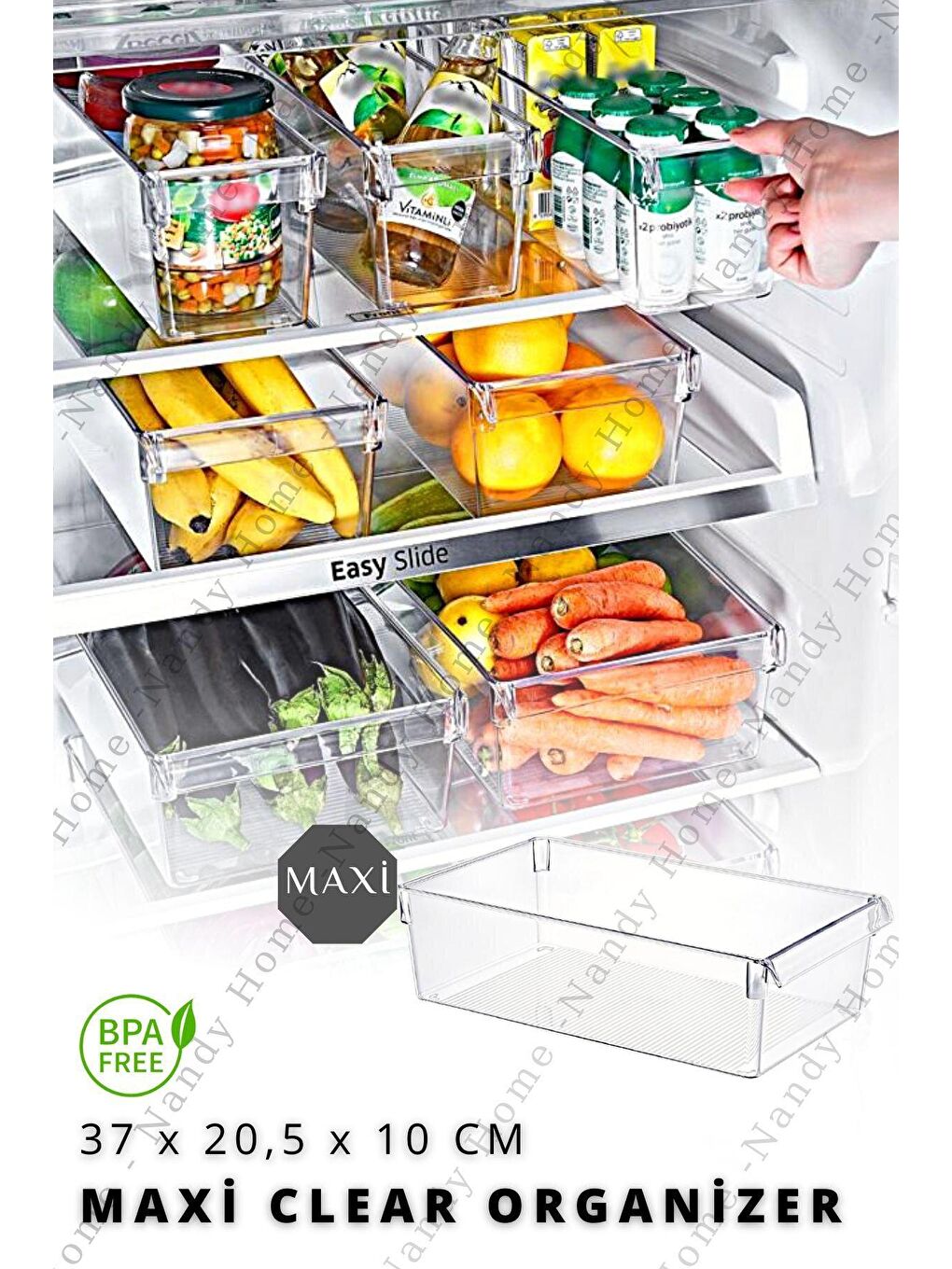 Nandy Home Şeffaf MAXİ Tall Clear Buzdolabı & Dolap İçi Düzenleyici Organizer