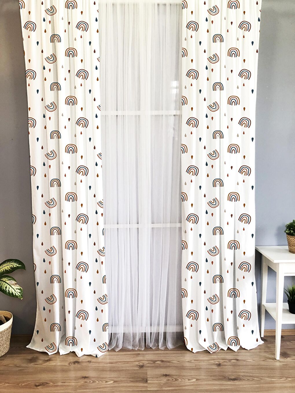 Karışık Desenli Çocuk Ve Bebek Odası TEK KANAT Fon Perde