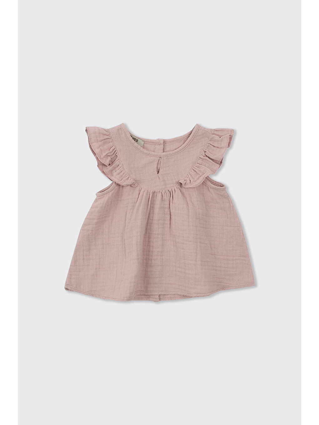 Kız Bebek Kolları Fırfırlı Yumuşak Dokulu Müslin Pembe Bluz