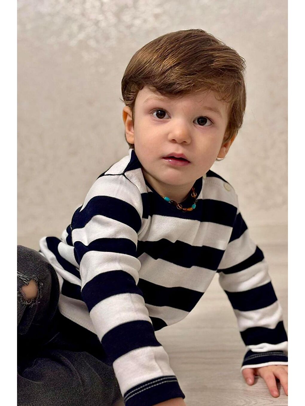 Erkek Bebek Uzun Kollu Tişört Patlı Lacivert (9 Ay-1.5 Yaş)