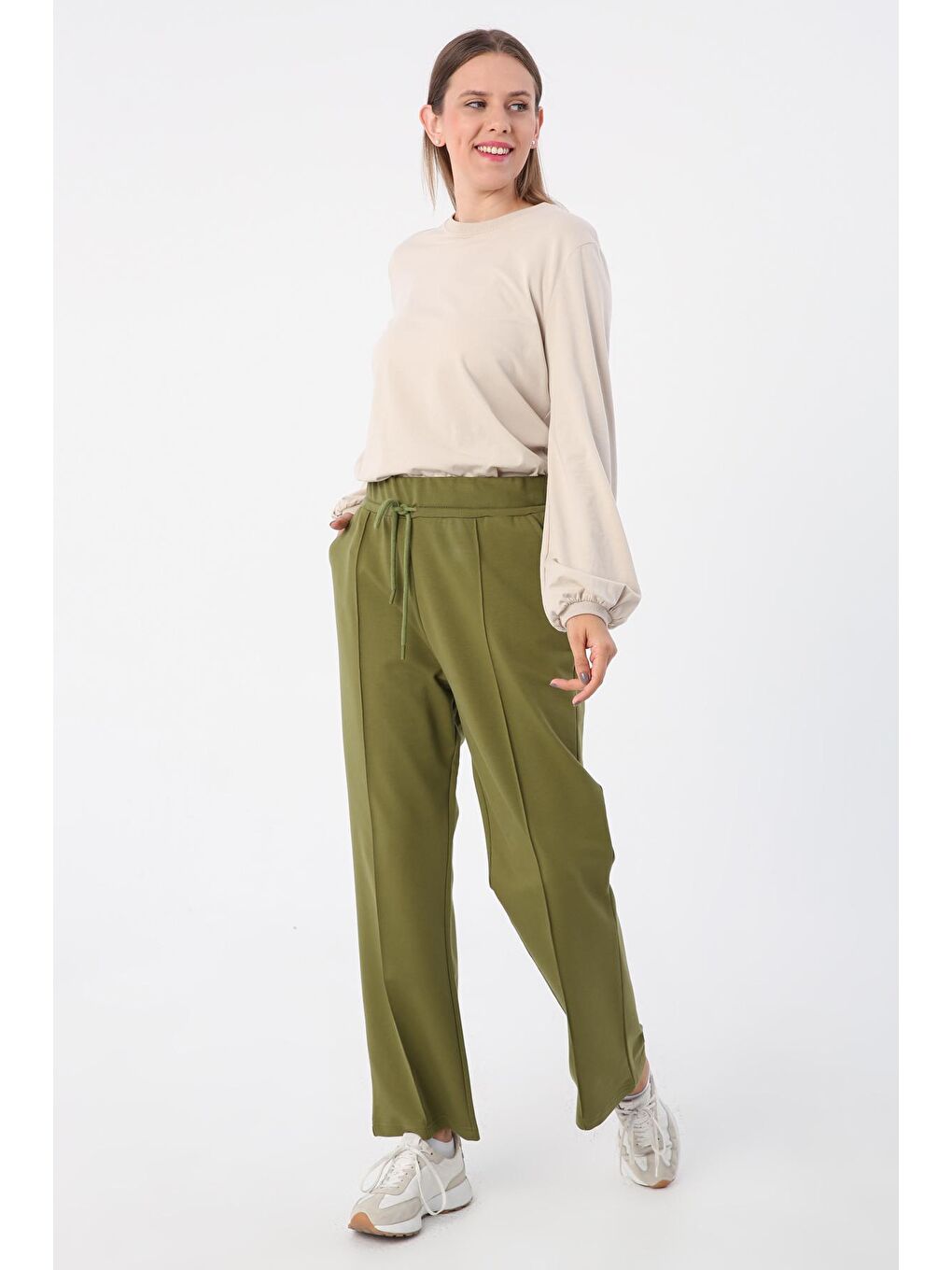 Haki Büyük Beden Cepli Eşofman Altı