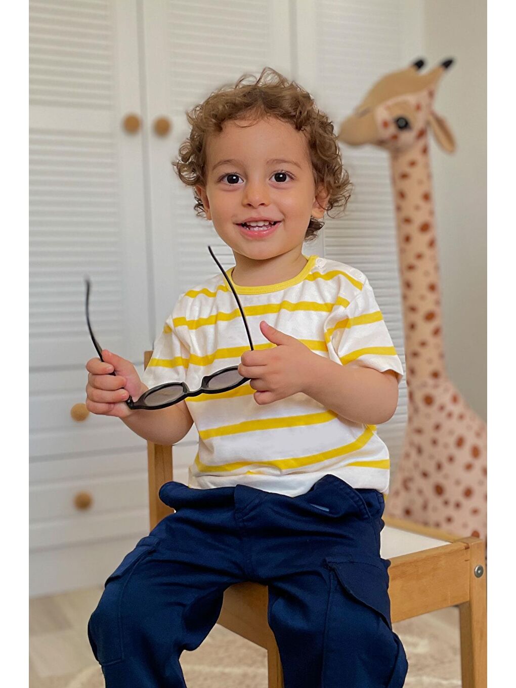 Erkek Çocuk Tişört Patlı Çizgili Ekru (1-4 Yaş)-1