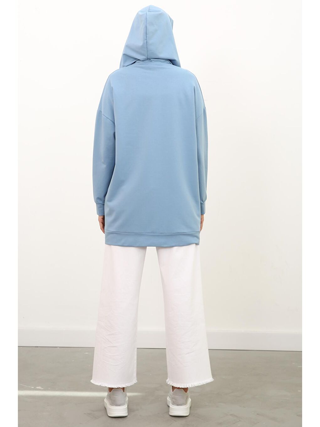 Mavi Okyanus Kapüşonlu Fermuarlı Hırka-4