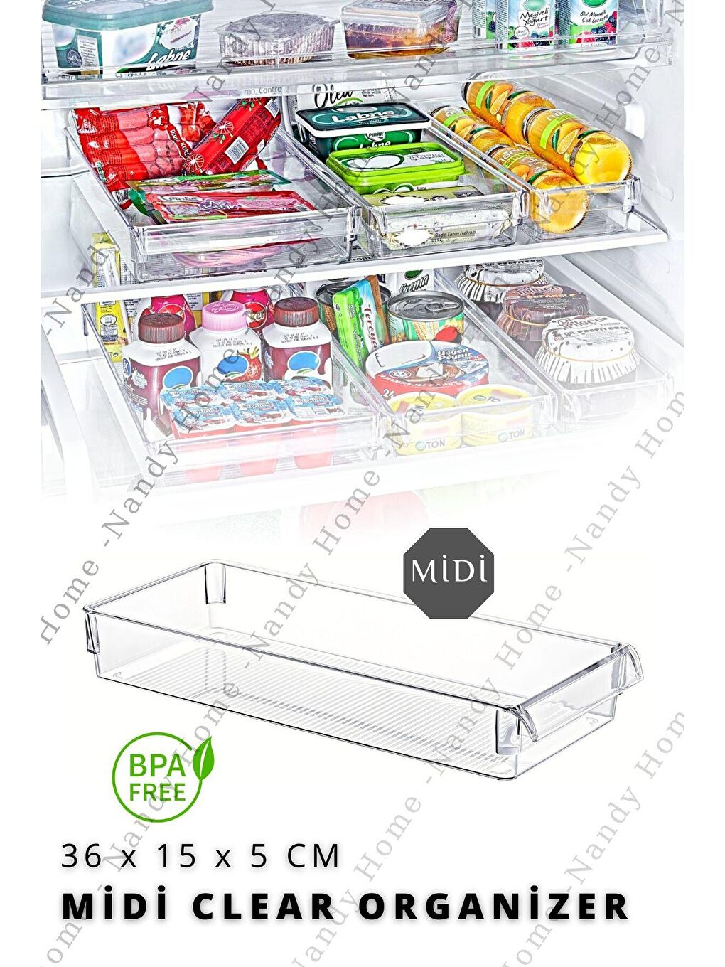 Nandy Home Şeffaf MİDİ New Clear Buzdolabı & Dolap İçi Düzenleyici Organizer