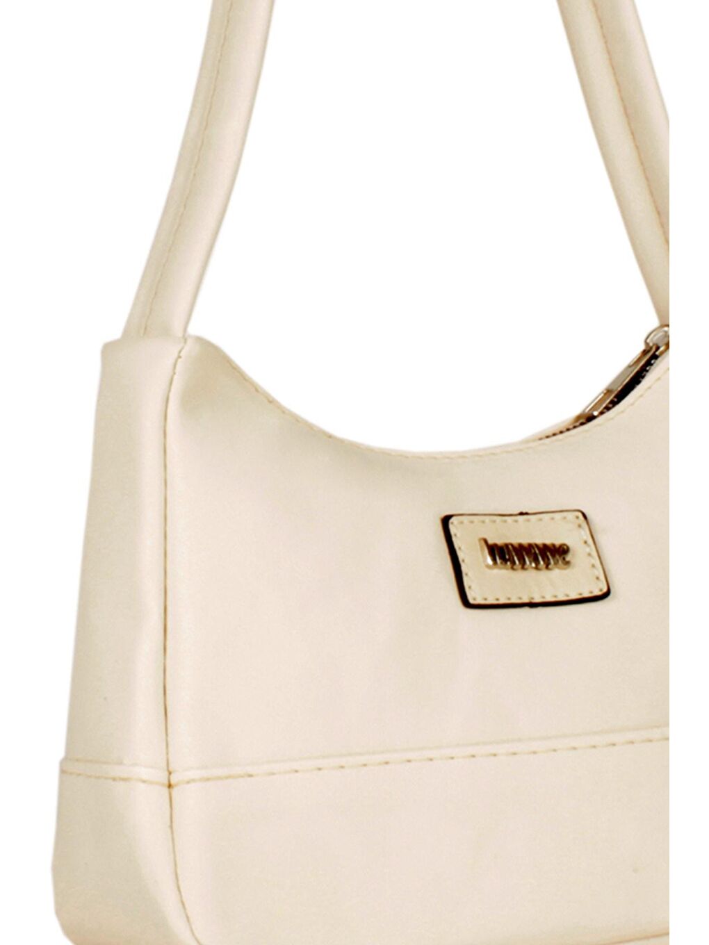 Ekru Kadın Saten Baget Midi Boy El ve Omuz Çantası (20532)-1