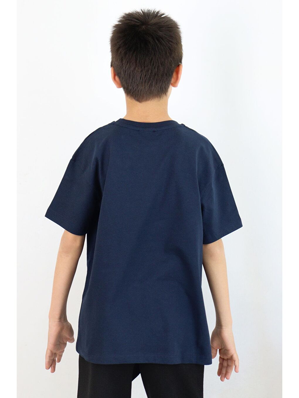 Erkek Çocuk Tişört Kabartma Detaylı Yazı Baskılı Lacivert (9-12 Yaş)-2