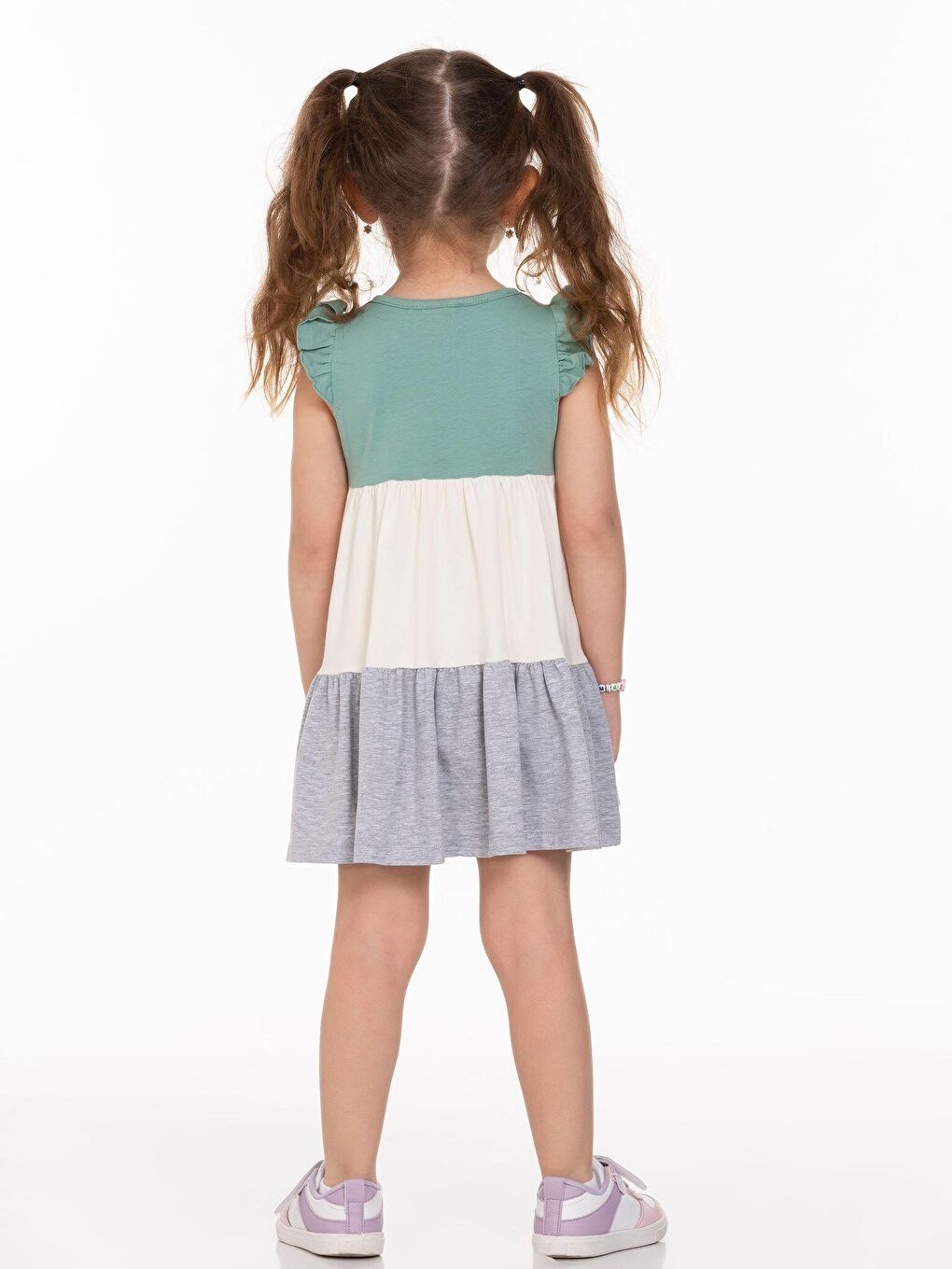 Yeşil Yakası Fiyonklu Elbise-3