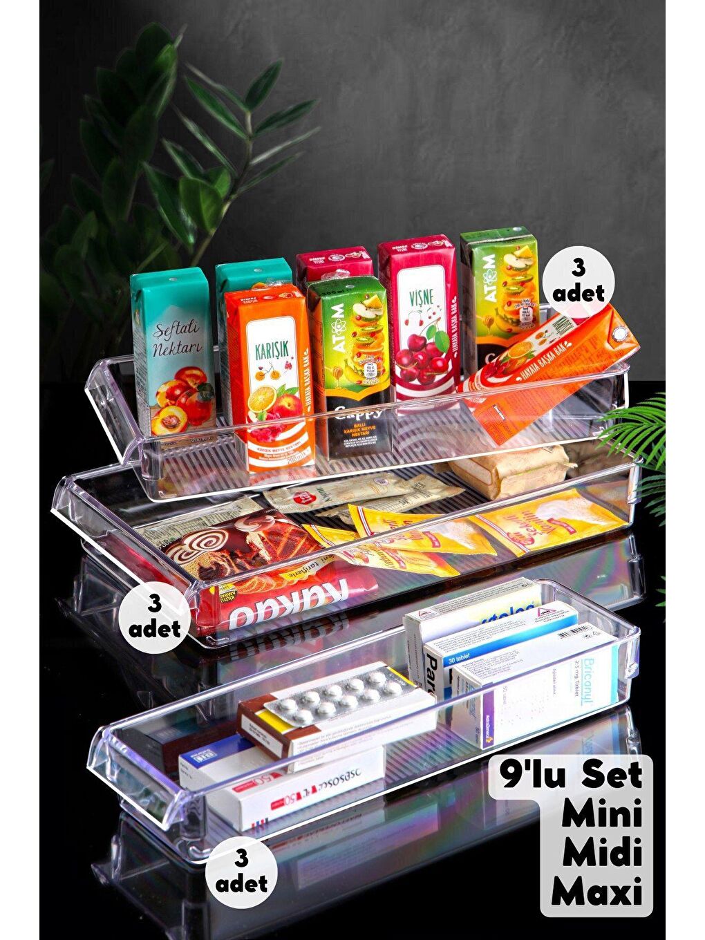 Nandy Home Şeffaf 9'lu Set New Clear Buzdolabı & Dolap Içi Düzenleyici Organizer