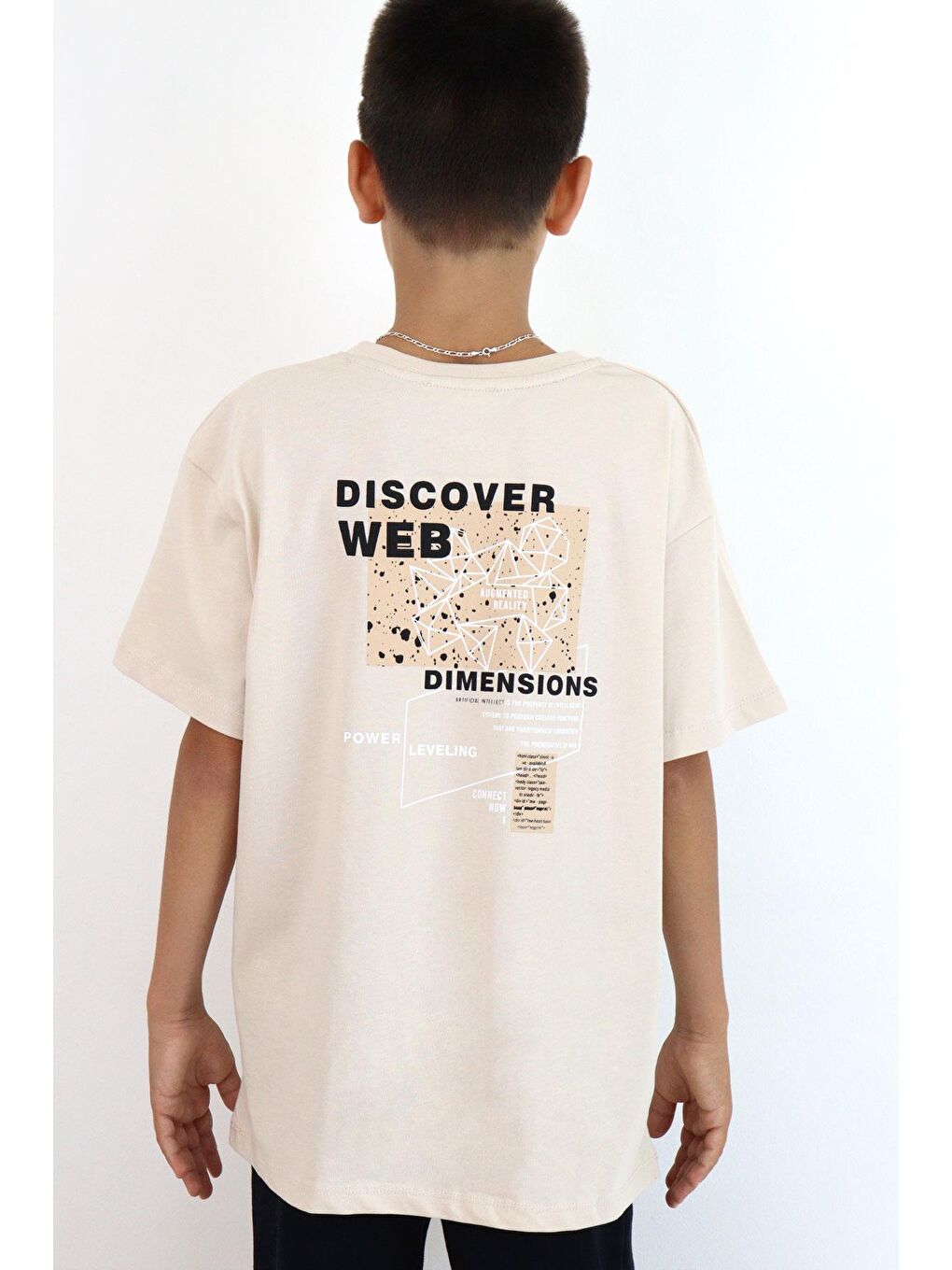 Erkek Çocuk Tişört Webi Keşfet Temalı Bej (9-12 Yaş)-3