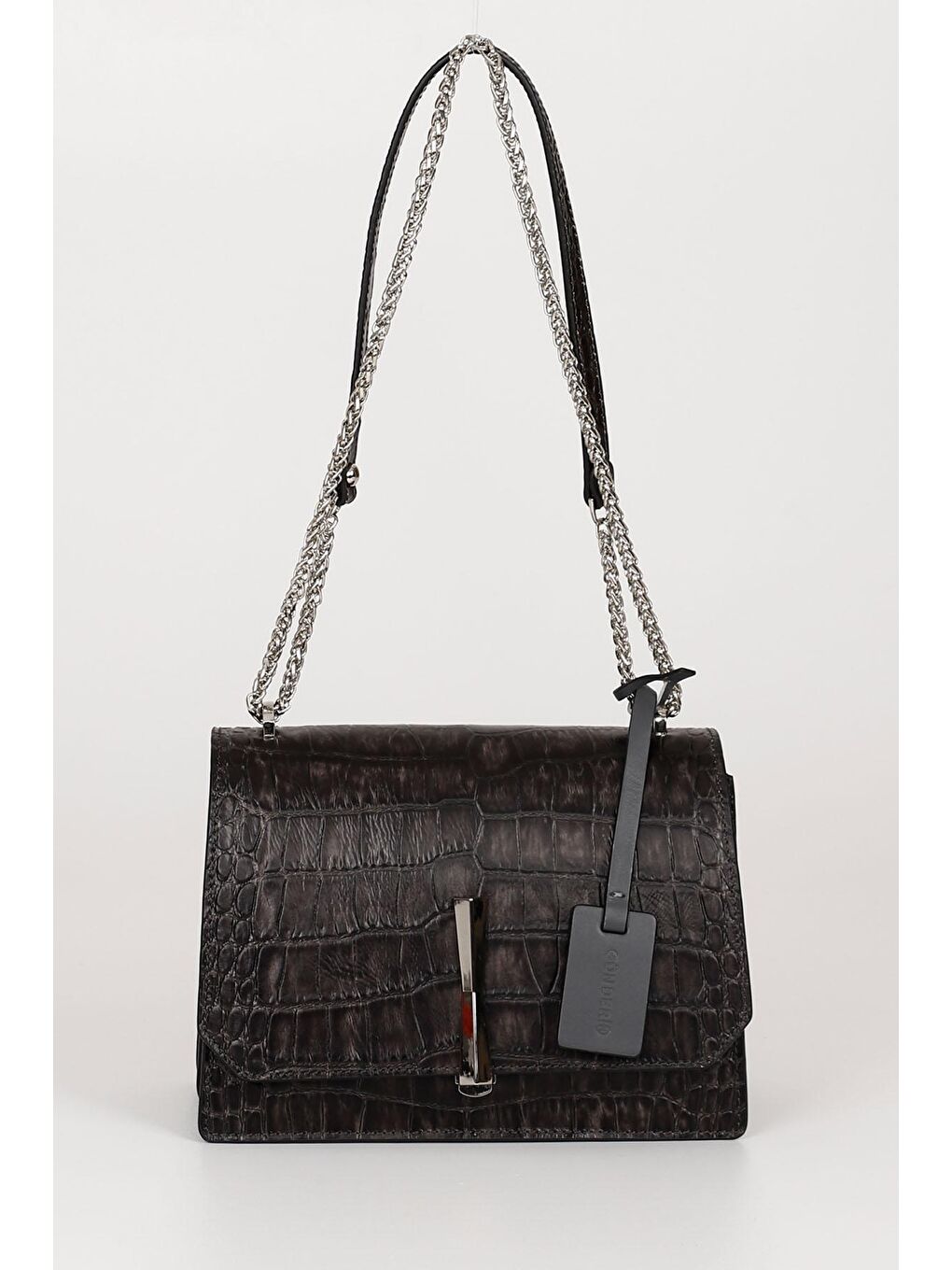 Gri Platinum Hakiki Deri Küçük Boy Kadın Omuz Çantası K7262