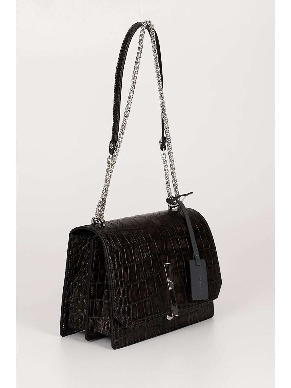 Gri Platinum Hakiki Deri Küçük Boy Kadın Omuz Çantası K7262-1