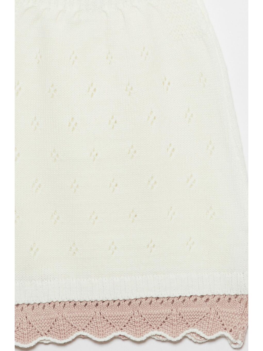 Ekru Askılı Dantel İşlemeli Kız Bebek Elbise-2