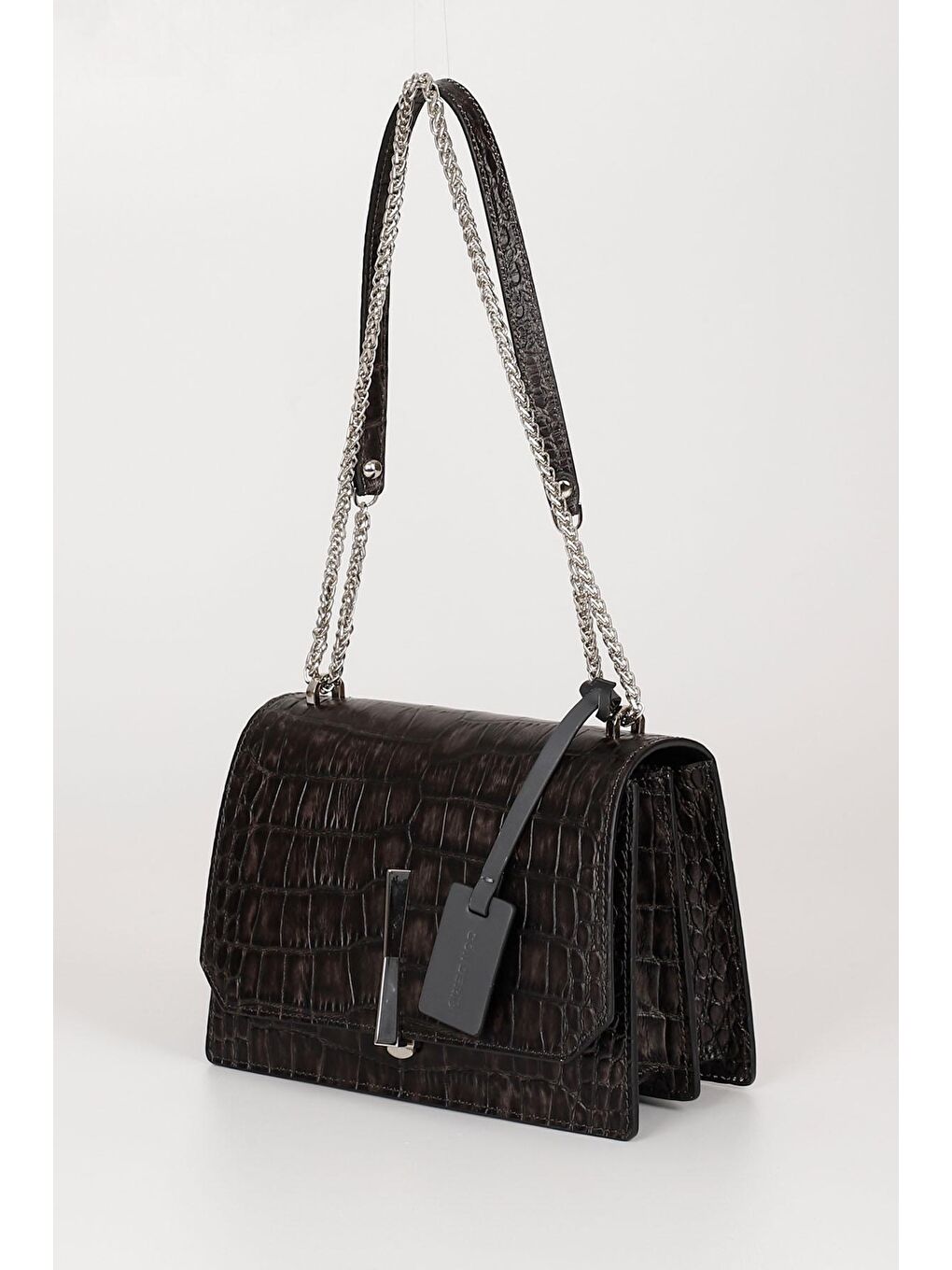 Gri Platinum Hakiki Deri Küçük Boy Kadın Omuz Çantası K7262-2