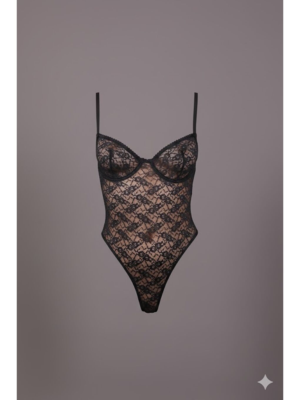 Desteksiz Dantelli Çıtçıtlı Body C15093 Siyah