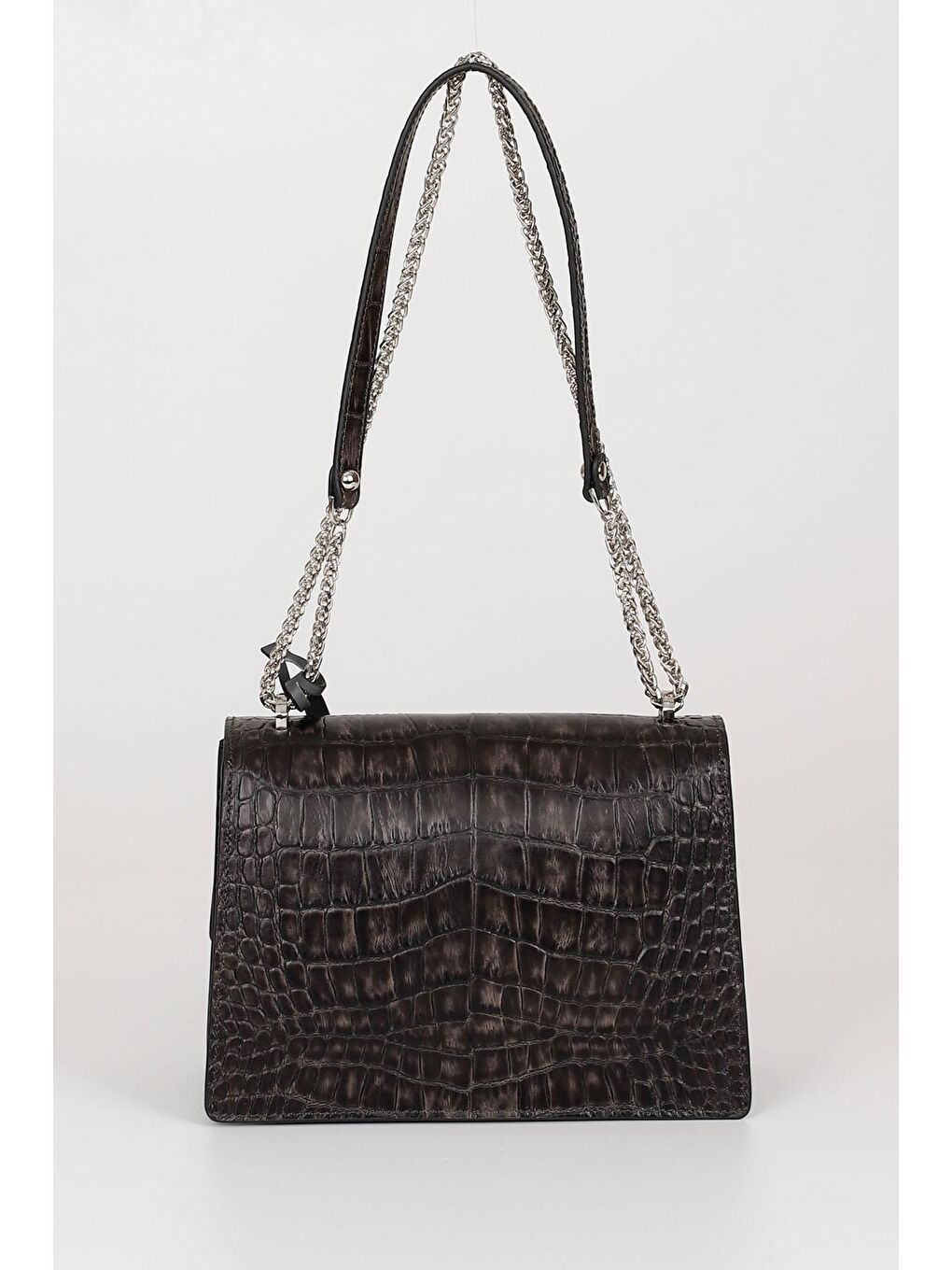 Gri Platinum Hakiki Deri Küçük Boy Kadın Omuz Çantası K7262-3