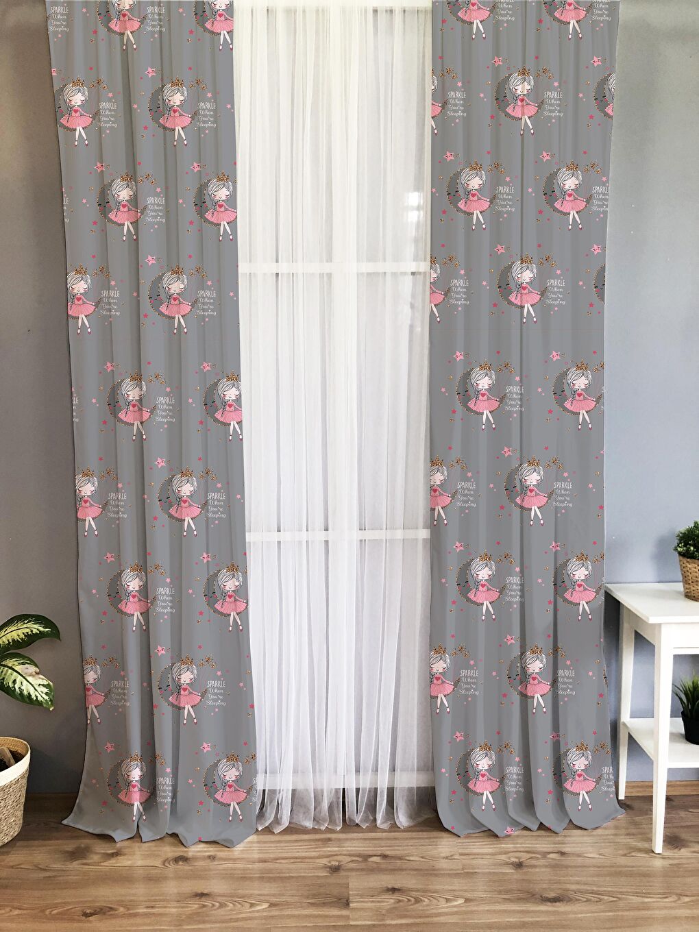 Karışık Aykız Desenli Çocuk Ve Bebek Odası TEK KANAT Fon Perde