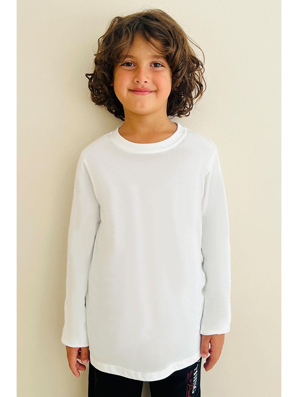 Erkek Çocuk Uzun Kollu Tişört Basic Ekru (11 Yaş)