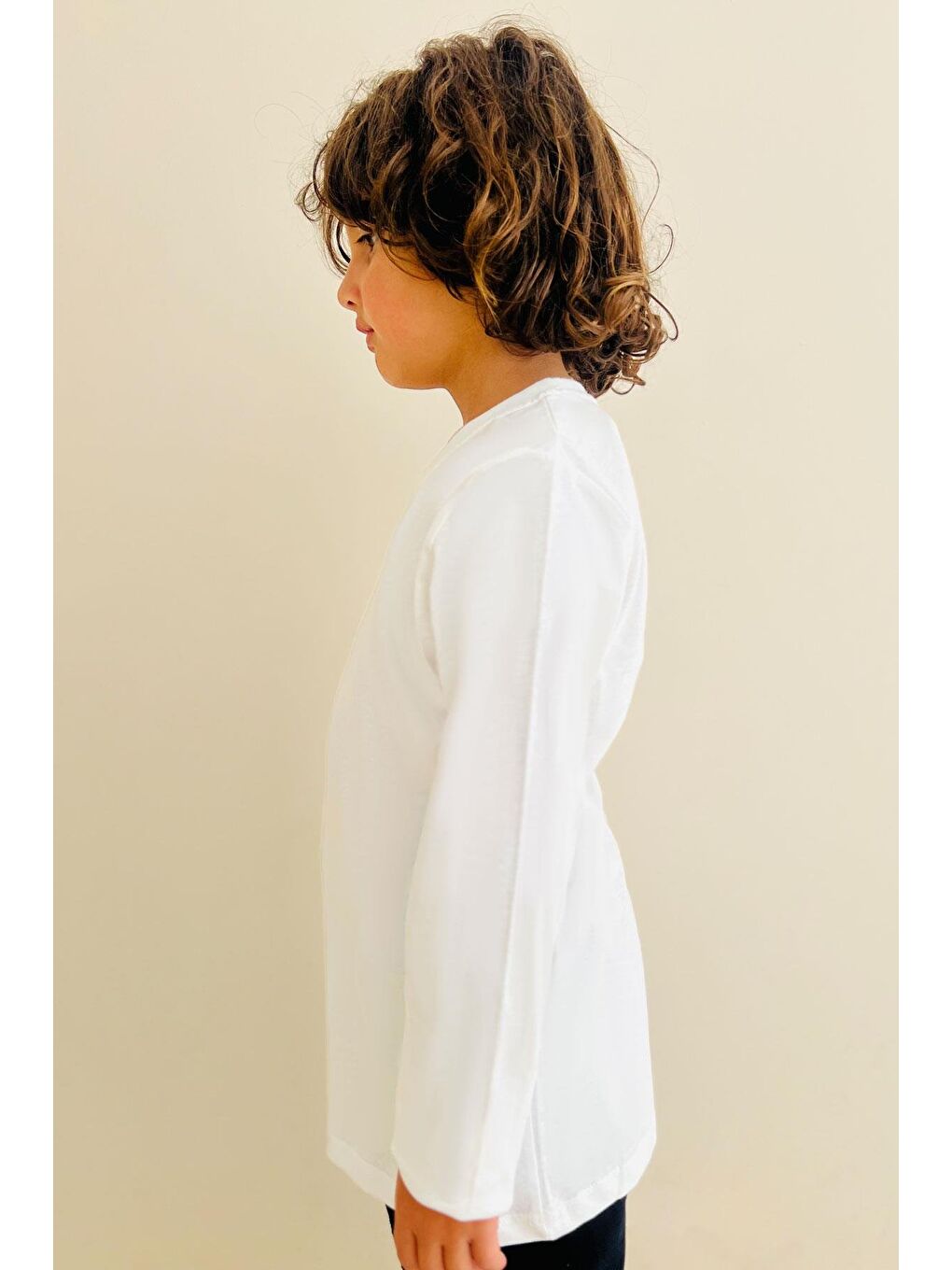 Erkek Çocuk Uzun Kollu Tişört Basic Ekru (11 Yaş)-2