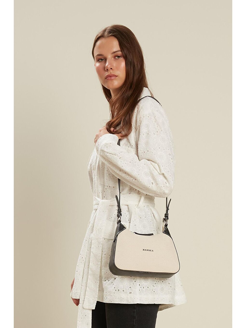 Mini Kanvas Baget Çanta Siyah