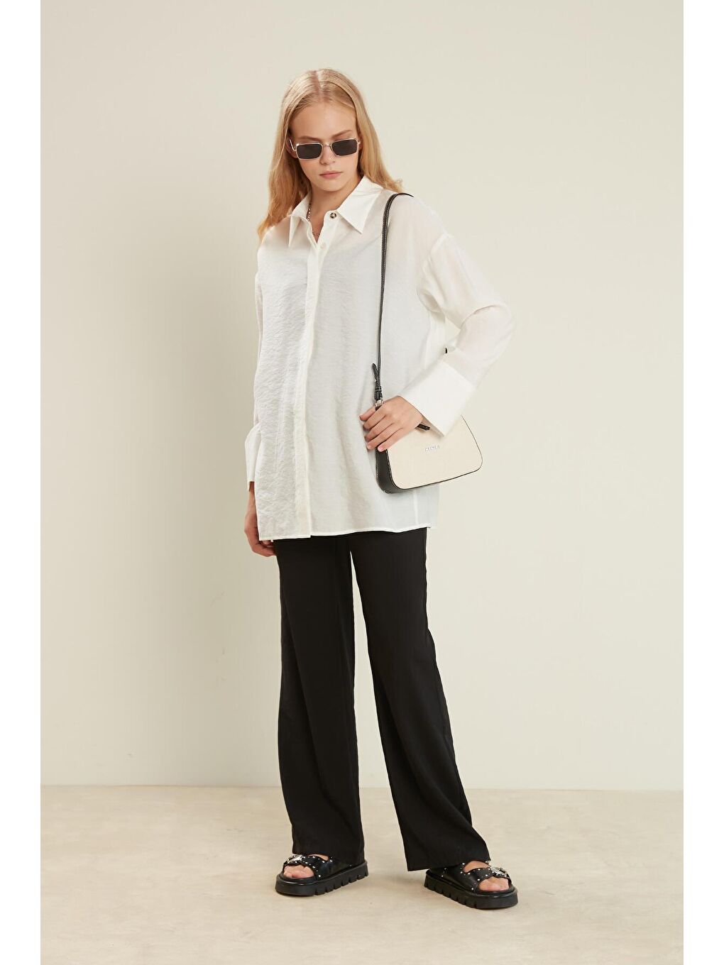 Mini Kanvas Baget Çanta Siyah-1