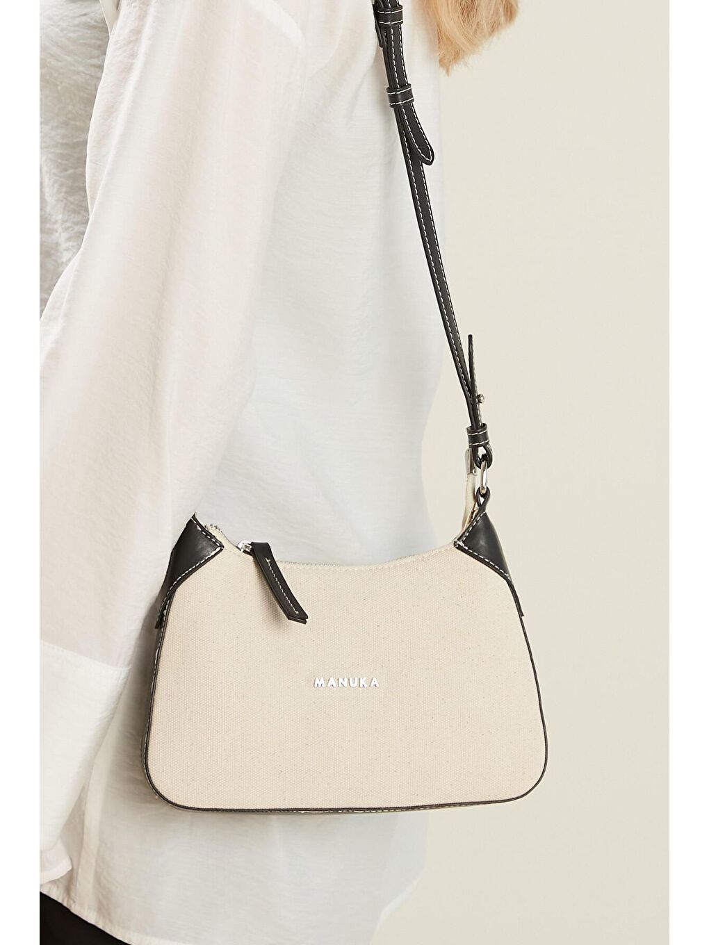 Mini Kanvas Baget Çanta Siyah-3