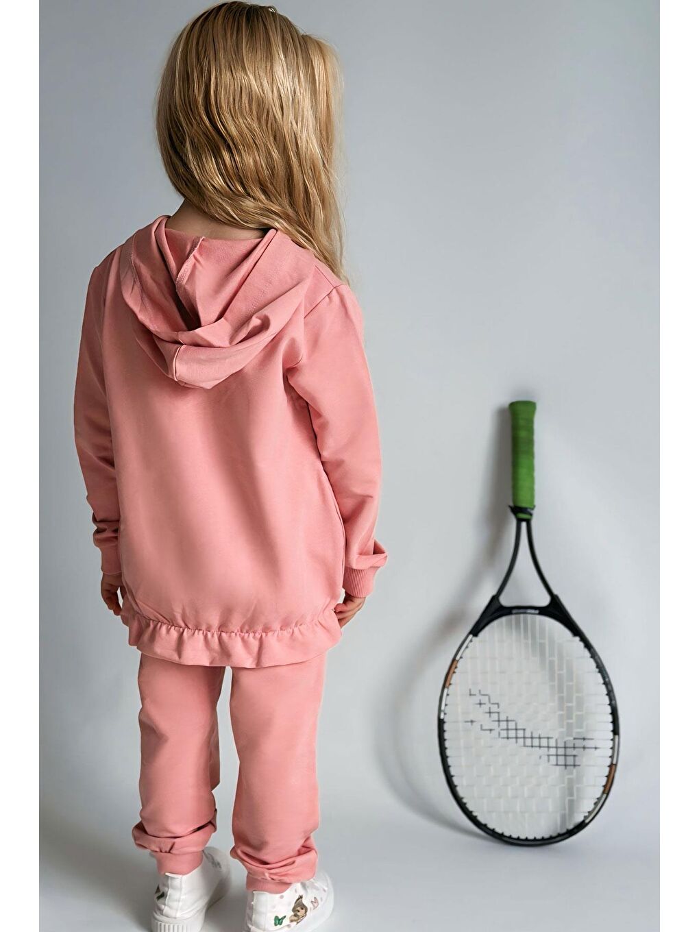 Pembe Kız Çocuk Eşofman Takım Taş İşlemeli Kalp Gülkurusu (4-5 Yaş)-1