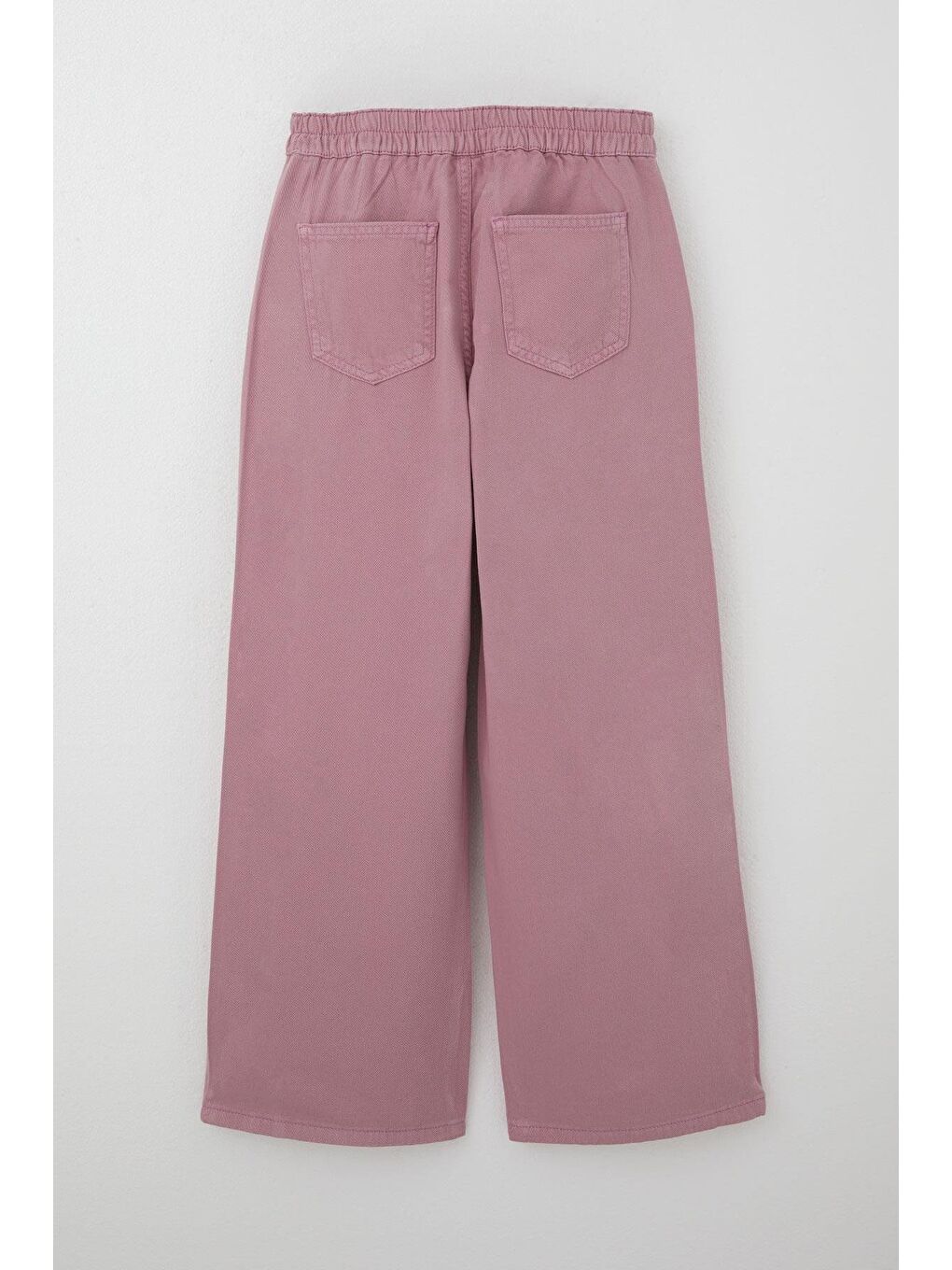 Pembe Kız Çocuk Gabardin Pantolon Geniş Paça Beli Lastikli Gülkurusu (5-8 Yaş)-3