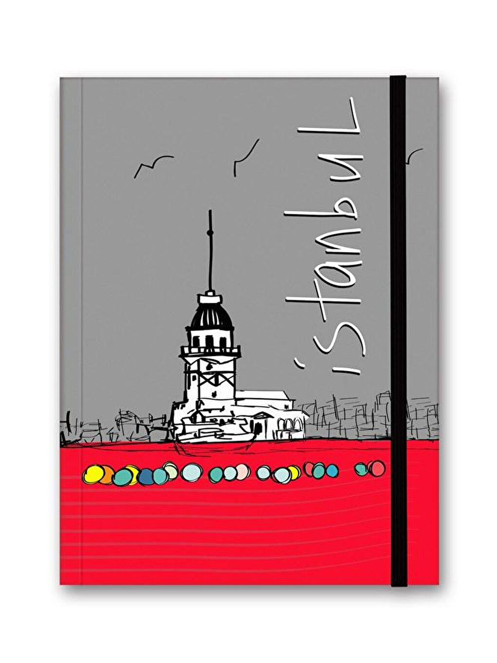 LE COLOR Renkli İstanbul Defter Çizgili Lastikli Kız Kulesi