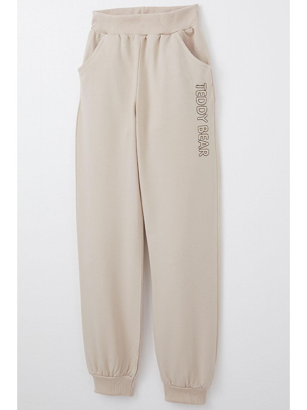 Kız Çocuk Eşofman Takım Ayıcık Aksesuarlı Yazı Nakışlı Bej (5 Yaş)-10