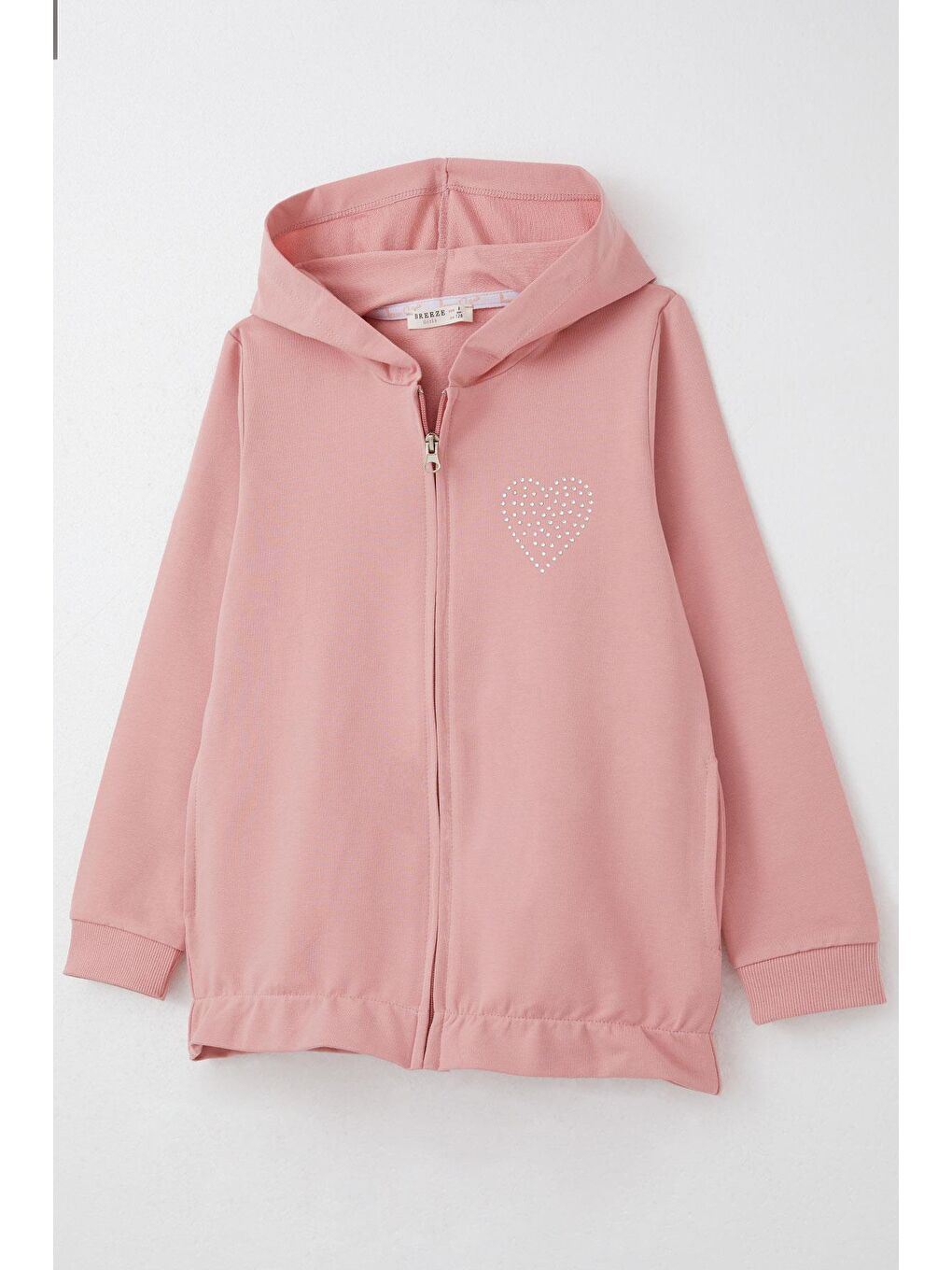 Pembe Kız Çocuk Eşofman Takım Taş İşlemeli Kalp Gülkurusu (4-5 Yaş)-7