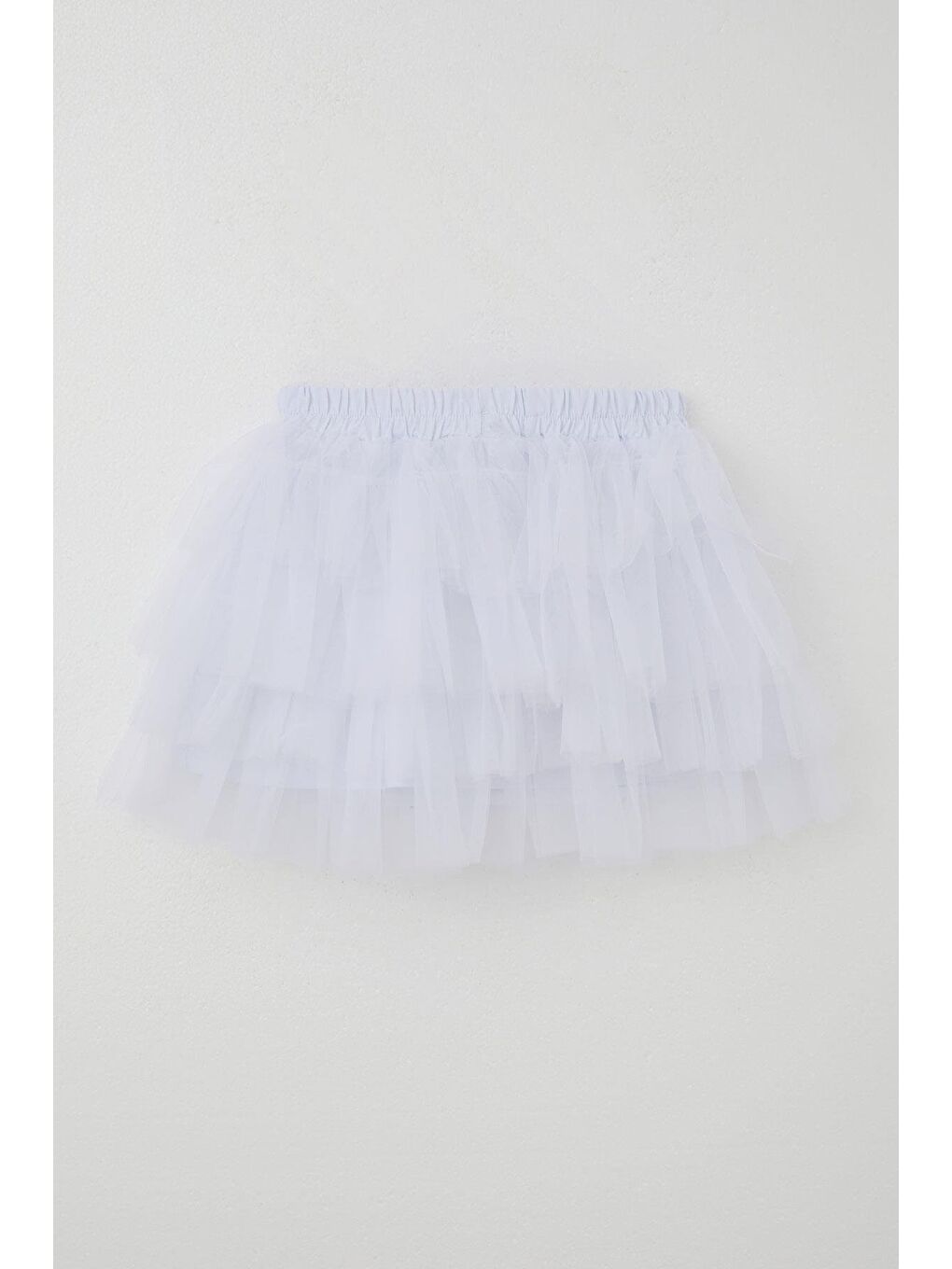 Kız Çocuk Tütü Etek Tül Detaylı Katlı Fiyonk Aksesuarlı Beyaz (4-8 Yaş)-3