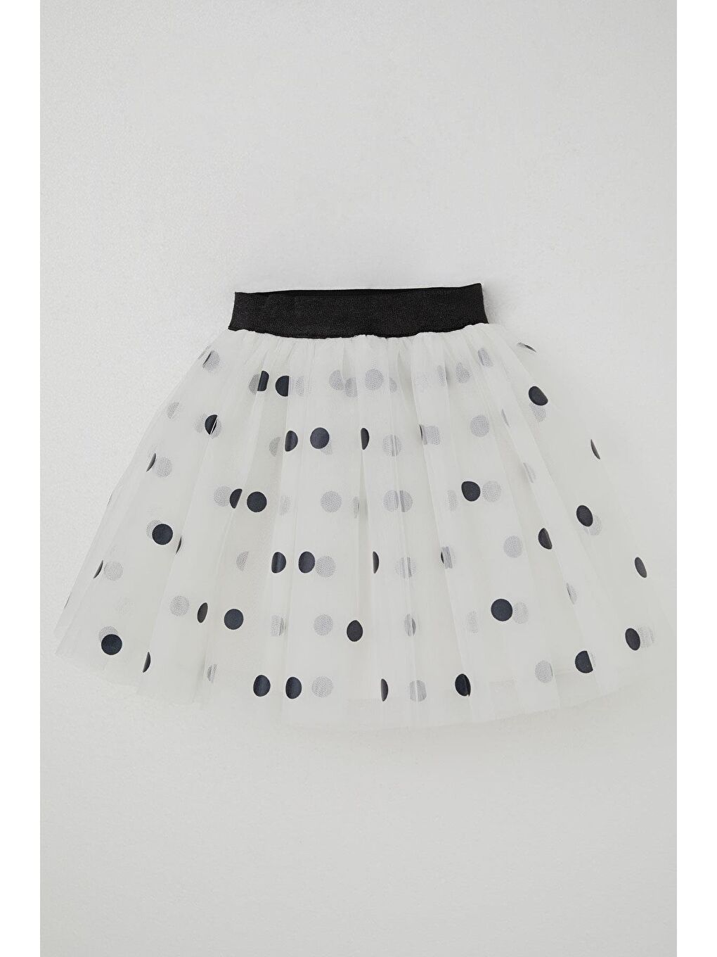 Kız Çocuk Tütü Etek Puan Desenli Simli Beli Lastikli Beyaz (5-10 Yaş)-5