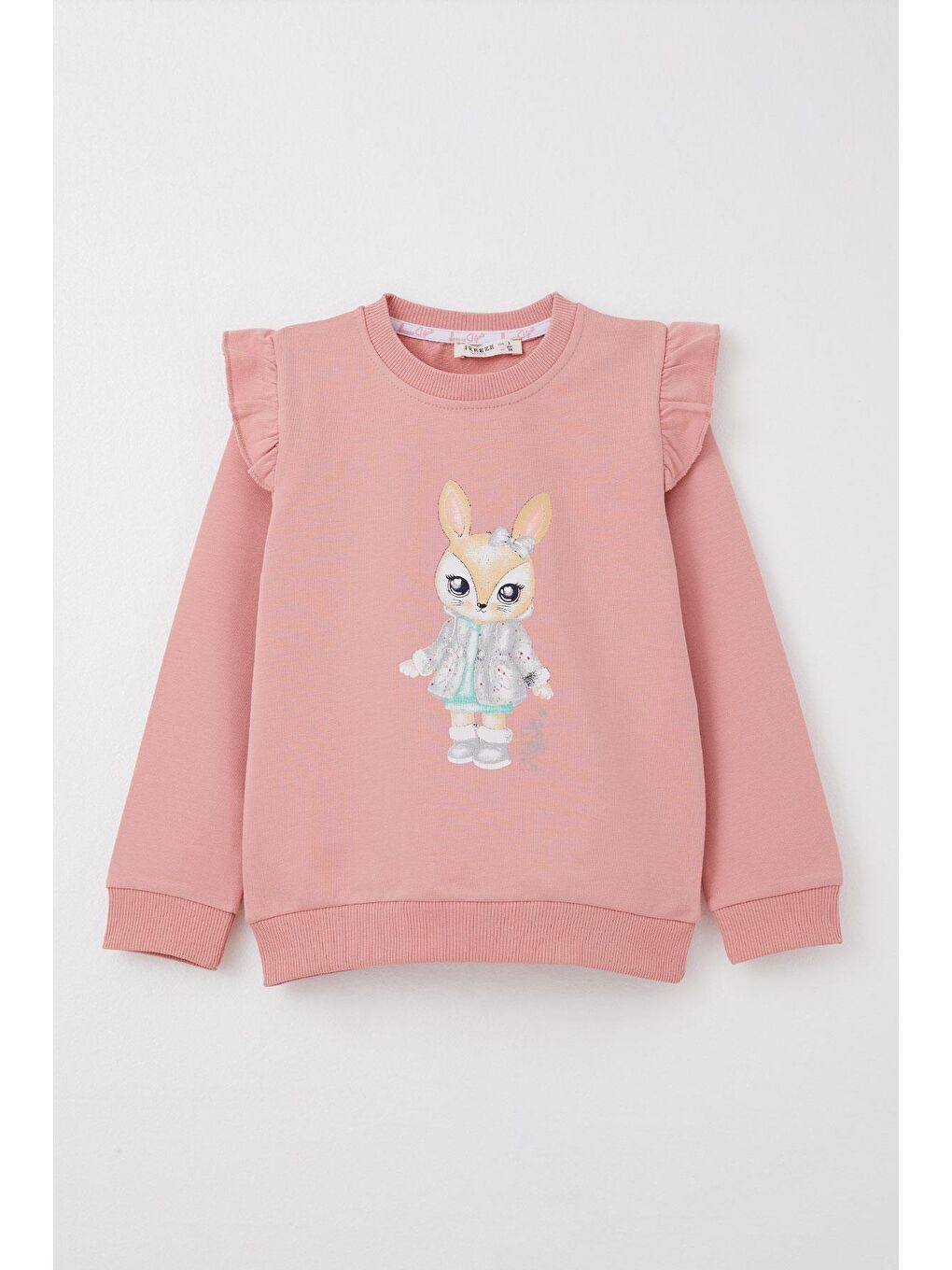 Pembe Kız Çocuk Eşofman Takım Sevimli Tavşancık Baskılı Gülkurusu (3 Yaş)-6
