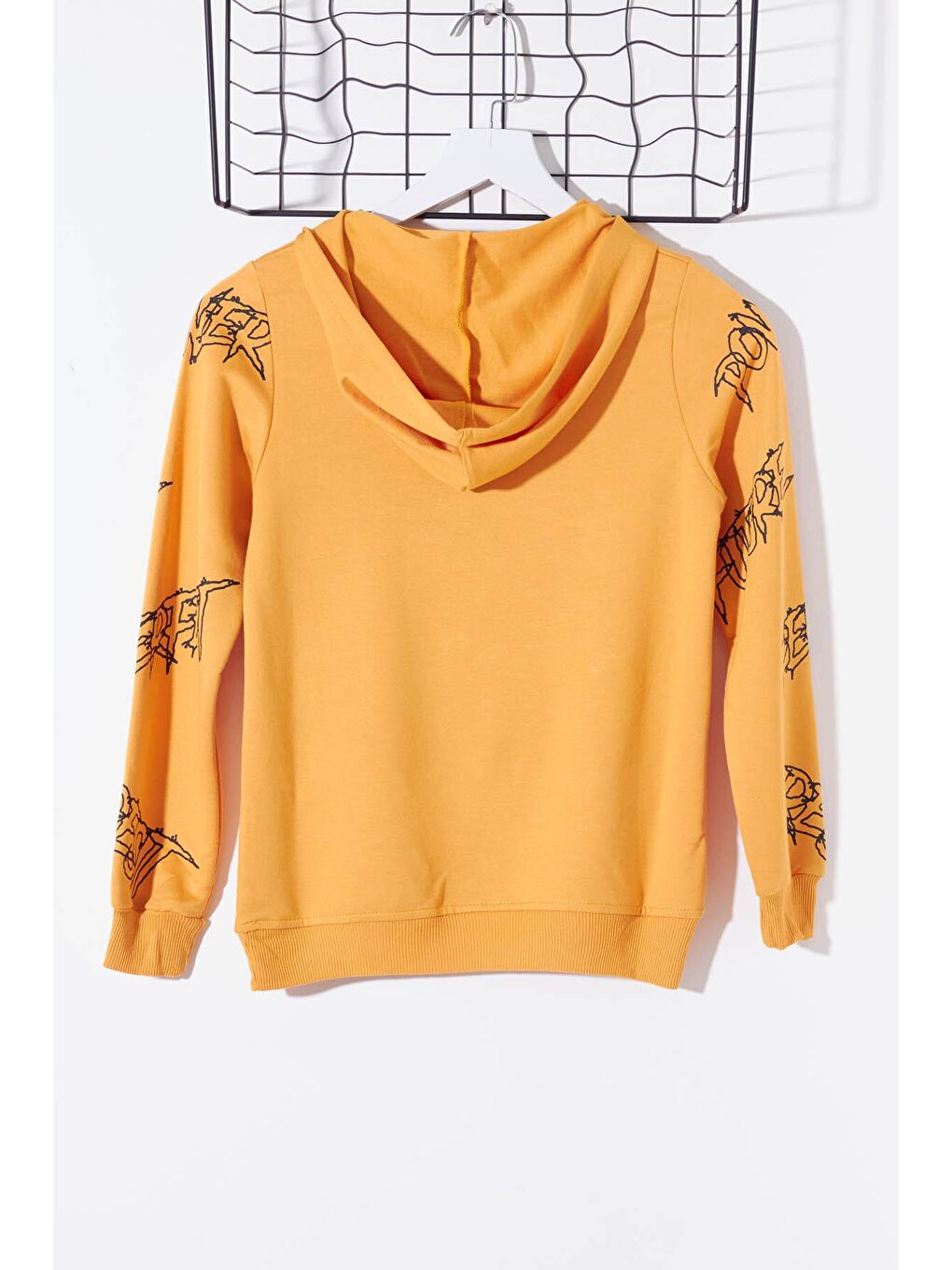 Sarı Erkek Çocuk Everything Baskılı Kapüşonlu Sweatshirt 14017-2
