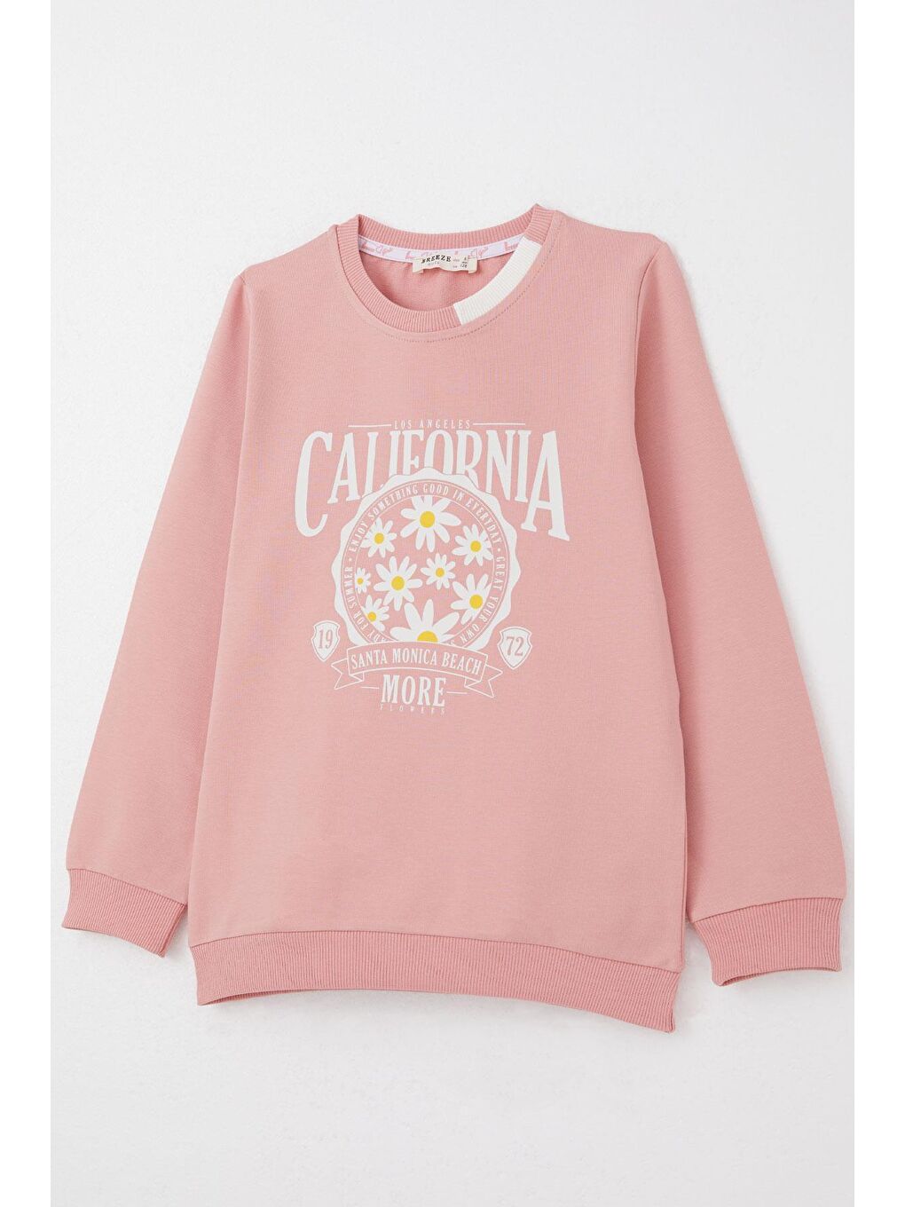 Pembe Kız Çocuk Eşofman Takım Çiçek Baskılı Geniş Paça Yırtmaçlı Gülkurusu (5-10 Yaş)-9