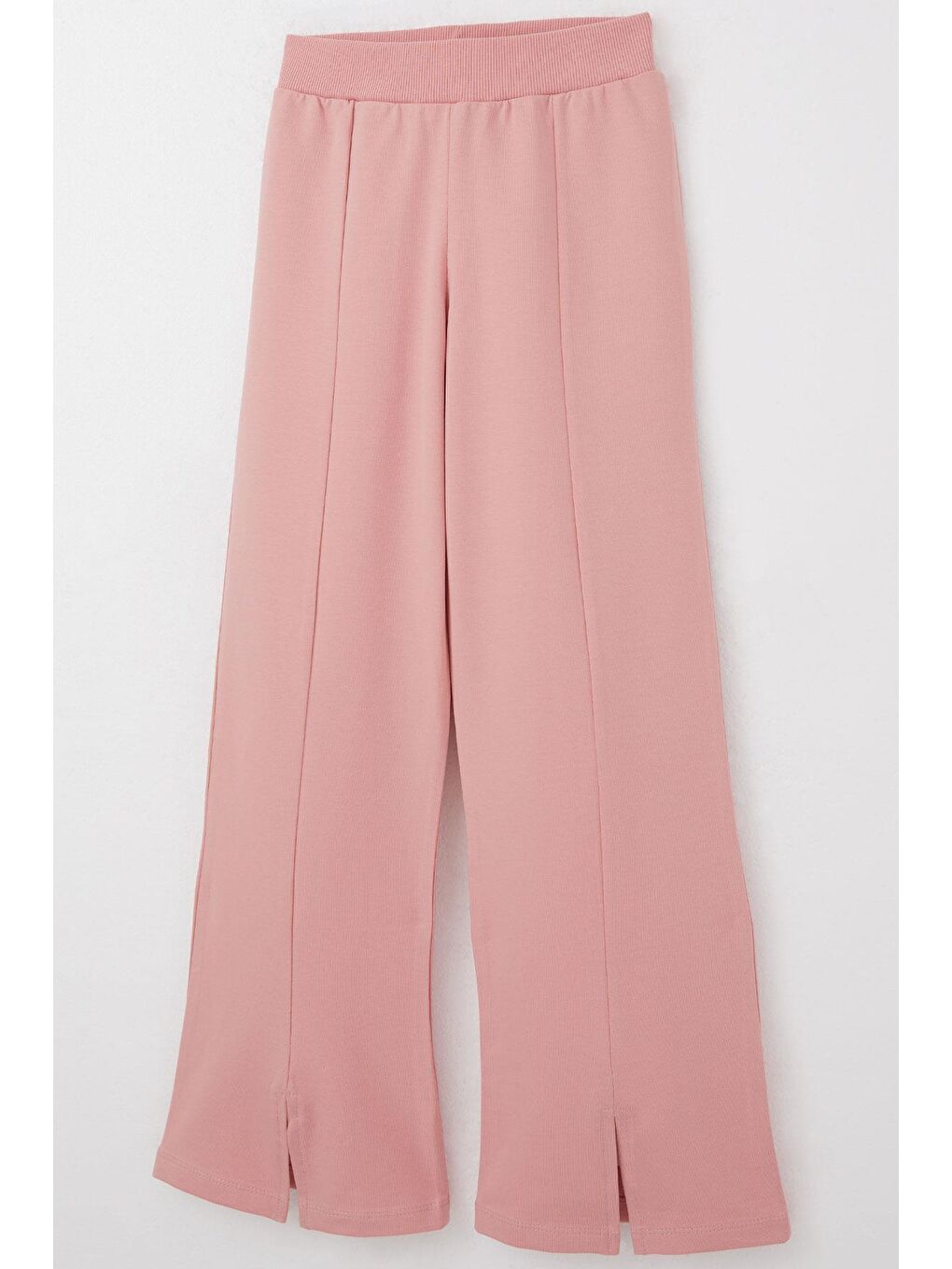 Pembe Kız Çocuk Eşofman Takım Çiçek Baskılı Geniş Paça Yırtmaçlı Gülkurusu (5-10 Yaş)-10