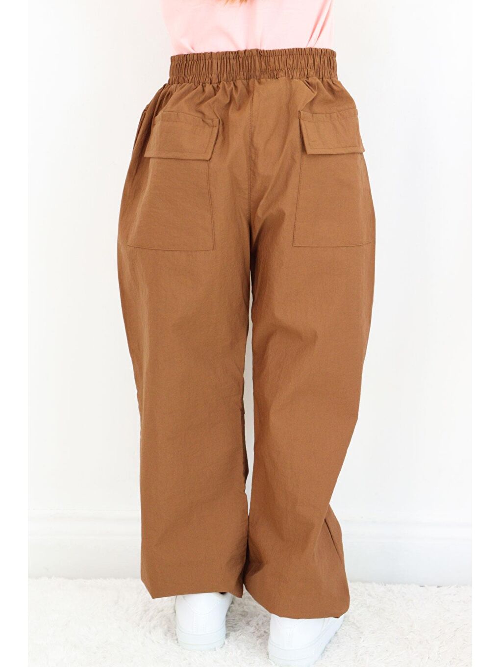 Kahverengi Kız Çocuk Paraşüt Jogger Paça Pantolon Koyu Kahve (6-12 Yaş)-2