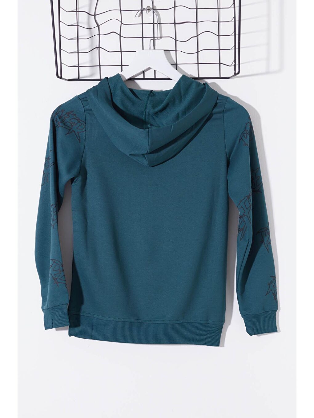 Yeşil Erkek Çocuk Everything Baskılı Kapüşonlu Sweatshirt 14017-2