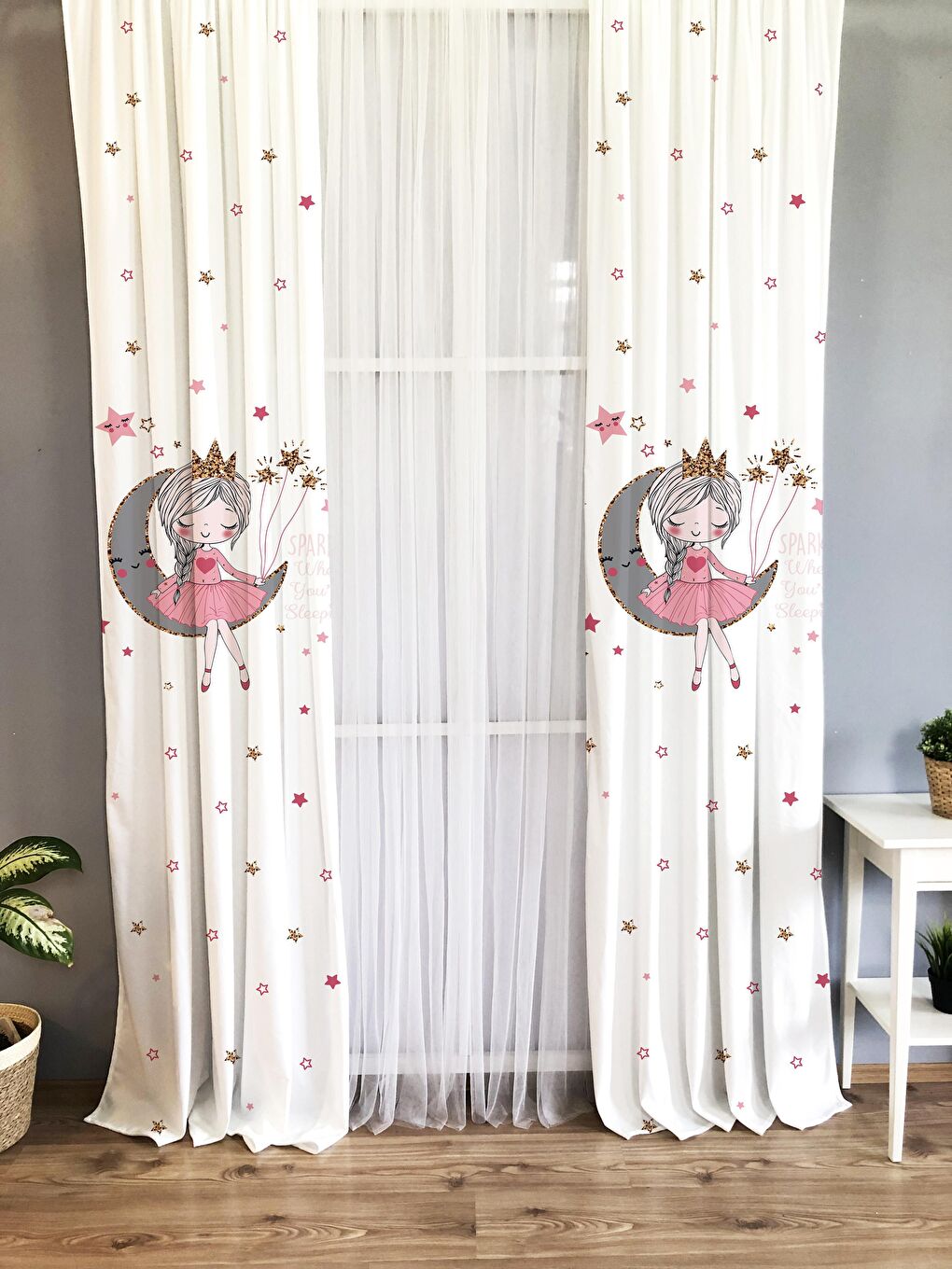 Karışık Aykız Desenli Çocuk Ve Bebek Odası TEK KANAT Fon Perde