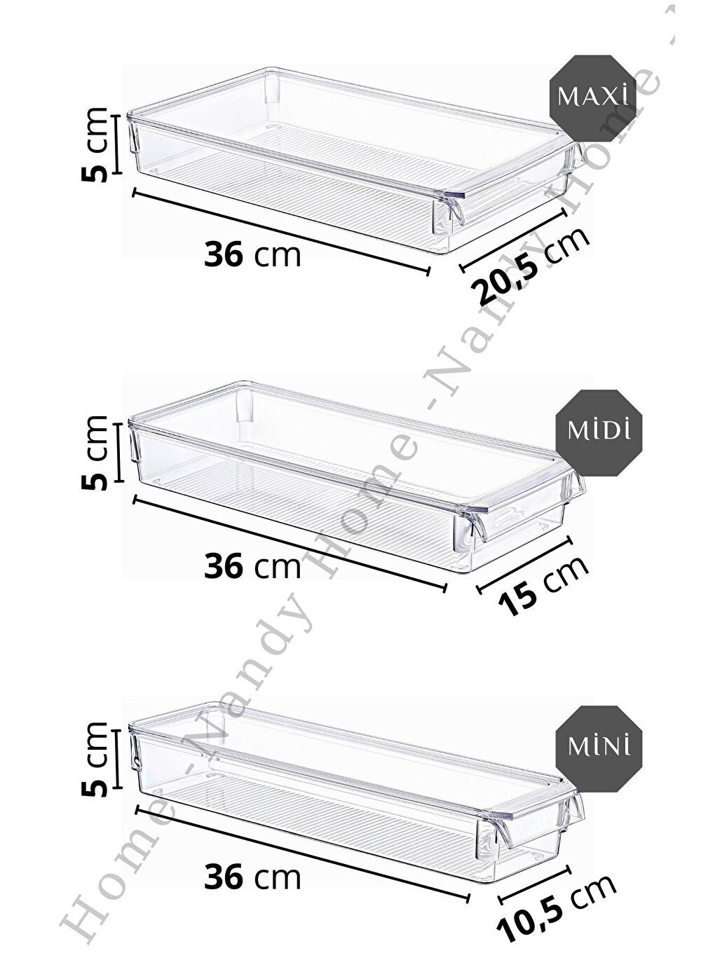 Nandy Home Şeffaf KAPAKLI 9'lu Set New Clear Buzdolabı & Dolap Içi Düzenleyici Organizer - 3