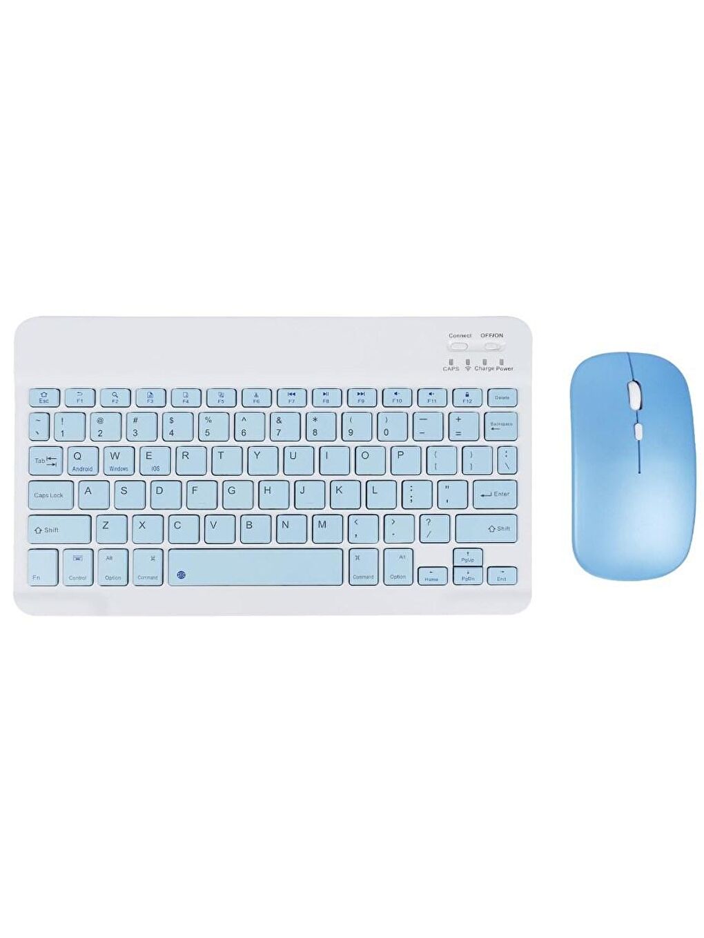 IPad Tüm Tabletler Laptop Uyumlu Bluetooth/Usb Bağlantılı Klavye+Mouse Set Mavi-1