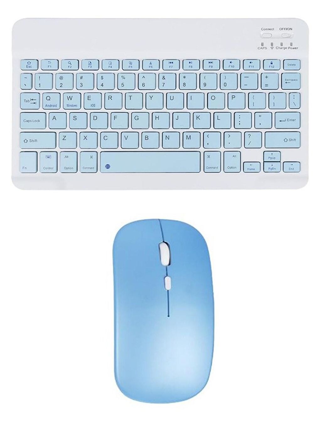 IPad Tüm Tabletler Laptop Uyumlu Bluetooth/Usb Bağlantılı Klavye+Mouse Set Mavi-2