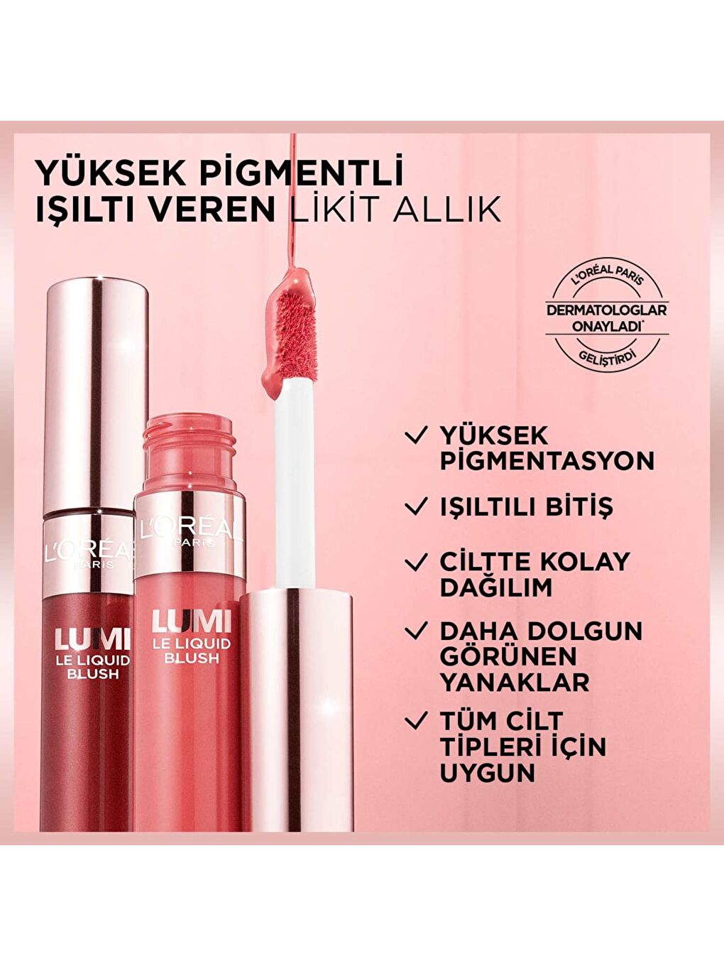 L'Oreal Paris Lumi Blush Likit Allık - Glowy Gold Pink - 3