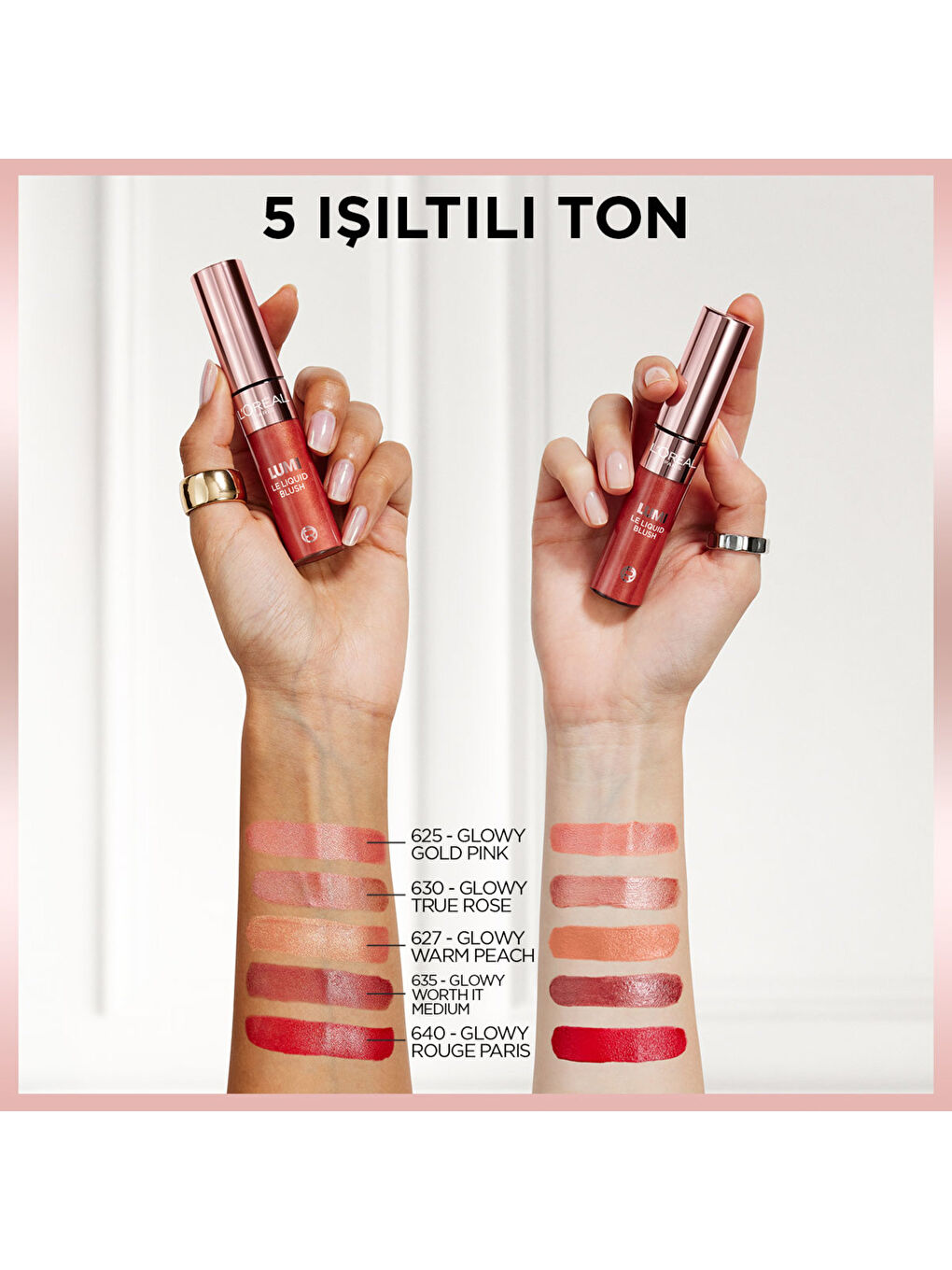 L'Oreal Paris Lumi Blush Likit Allık - Glowy Gold Pink - 5