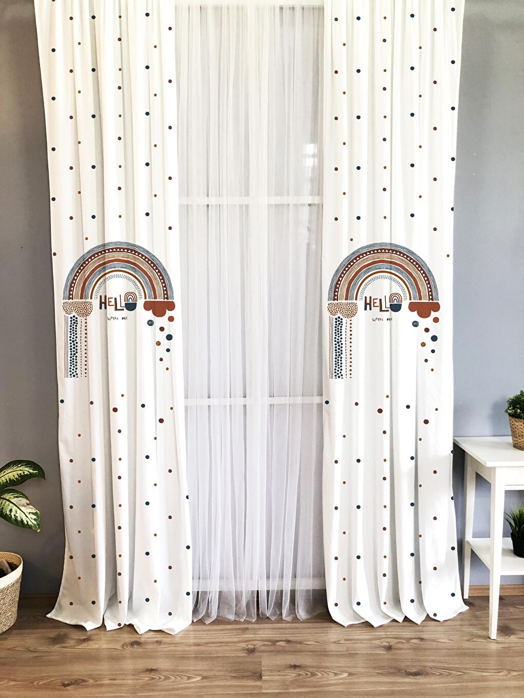 Karışık Desenli Çocuk Ve Bebek Odası TEK KANAT Fon Perde