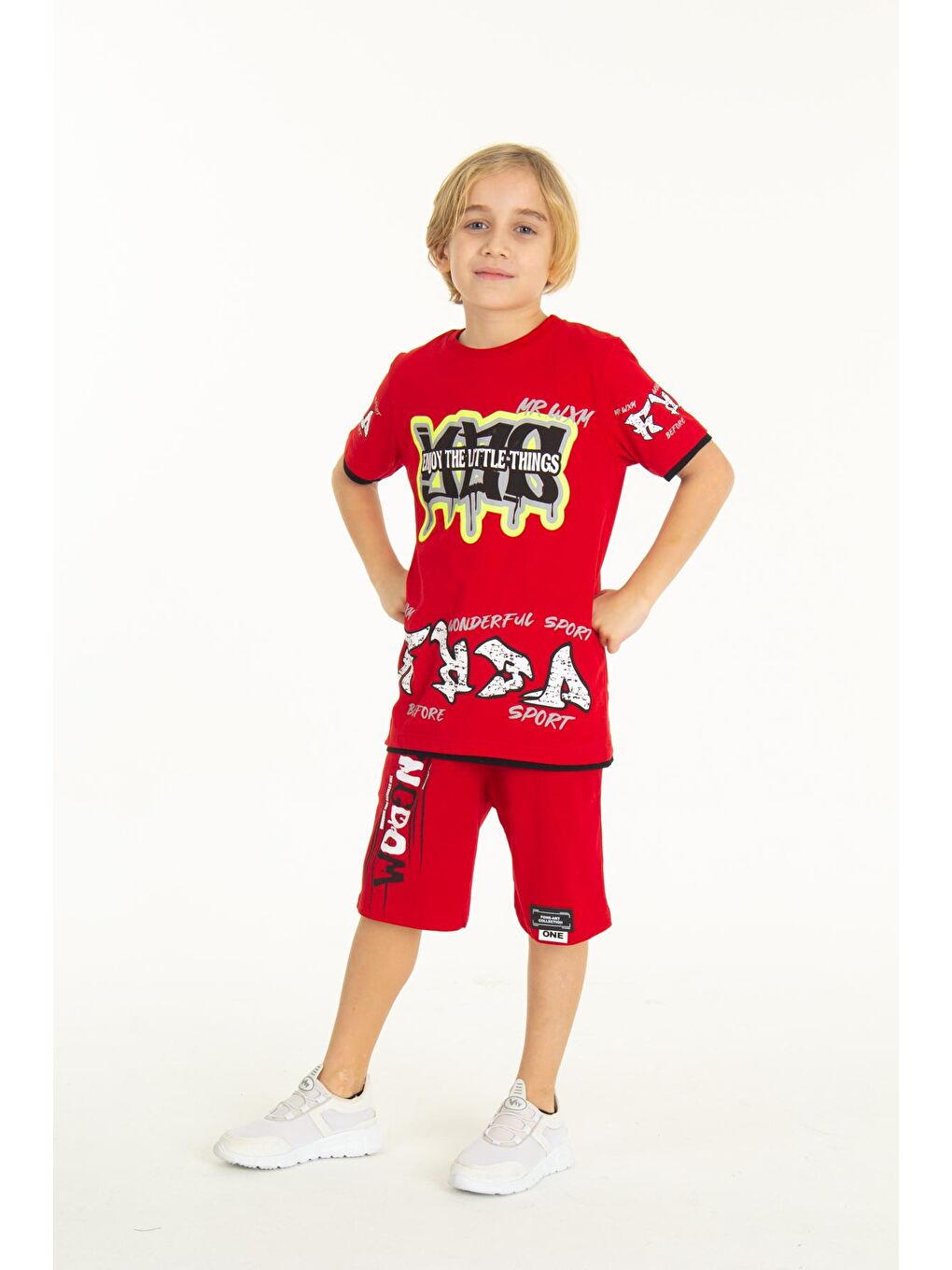 Kırmızı Erkek Çocuk Things Şortlu Takım 9-14 Yaş 14064-2